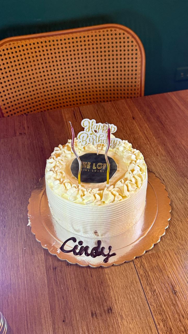 Birthday cake at The Loft Wine Lounge